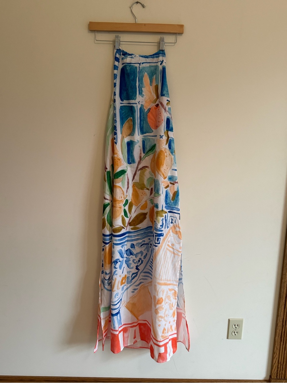 SHEIN Multicolor Painted Tile & Floral Maxi Swim Coverup